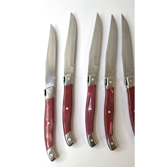 Lot of 11 WOLF GANG PUCK STEAK KNIVES MARBELED 4.5" STEAK KNIVES - Picture 2 of 4